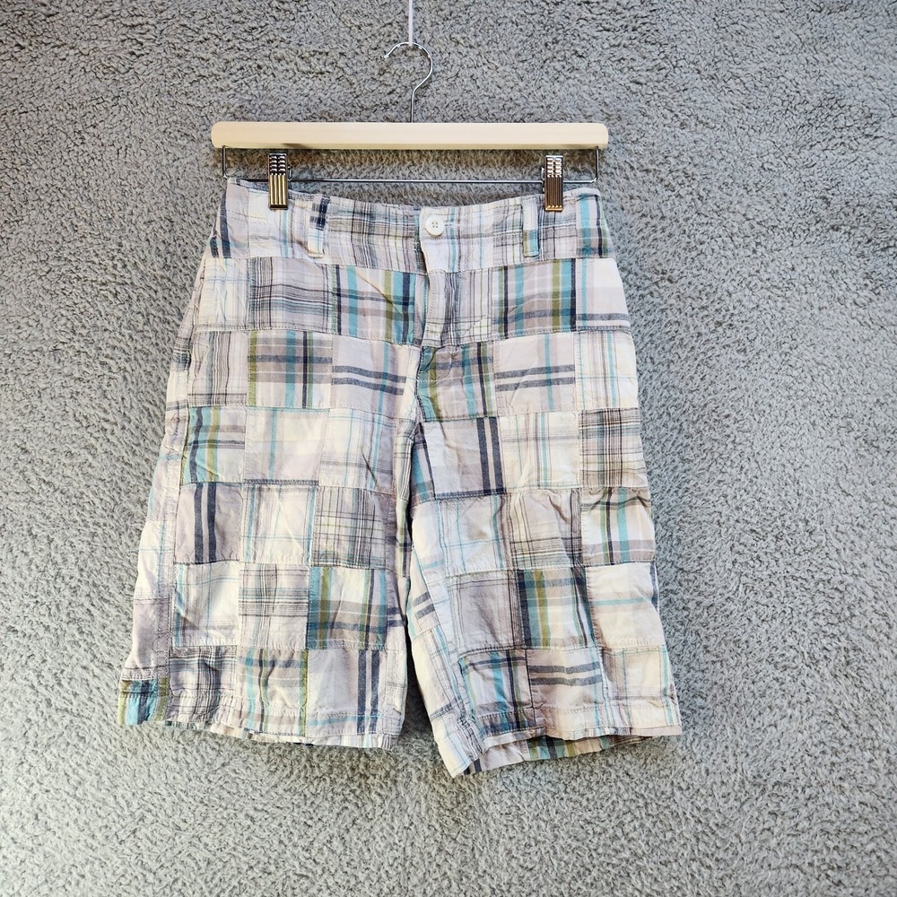 Urban Pipeline Shorts Youth 14 White Plaid 100% Cotton Classic Zip Fly